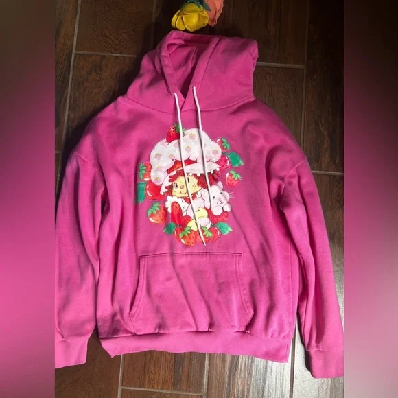 Strawberry Shortcake Pink Hoodie Sweater Womens Size Small - Picture 1 of 4
